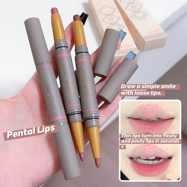 SWEET MINT Double Head Velvet Lipliner Matte Lipstick Pen Lip Outline