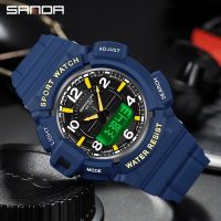 SANDA Men student Watch 50m Waterproof Wristwatch LED Quartz Clock Male relogios masculino Digital Sports Watches Mens G style