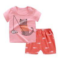 Korean Girl Costume Children Summer Wear T-shirt Sleeve Short Set Baby Kids Clothing Newborn Gift