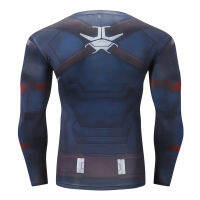 [ส่งของ]กัปตันอเมริกา 3D พิมพ์เสื้อยืดผู้ชายเวนเจอร์ส 4 Endgame สงครามควอนตัมการบีบอัดเสื้อยืดแขนยาว