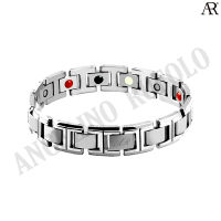 ANGELINO RUFOLO Healthy Magnetic Bracelet ดีไซน์ Signature Chain สร้อยข้อมือแม่เหล็ก Stainless Steel 316L(สแตนเลส) สีเงิน