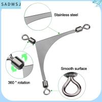 SADWSJ 25pcs T-TURN สาม ที่หมุนตกปลา เหล็กไร้สนิม เงินสีเงิน กลิ้งบาร์เรลหมุน แบบพกพาได้ หมุนได้3ทาง ตะขอตกปลาแบบเกี่ยว