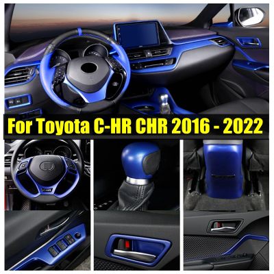 FNE ABS อุปกรณ์เสริมสีฟ้าสำหรับโตโยต้า C-HR CHR 2016-2022กรอบชามมื่อจับประตูด้านใน/ฝาครอบช่องแอร์ช่องระบายอากาศเครื่องปรับอากาศ