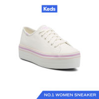 KEDS รองเท้าผ้าใบ มีส้น รุ่น TRIPLE UP CANVAS FOXING STRIPE สีขาว ( WF67004 )