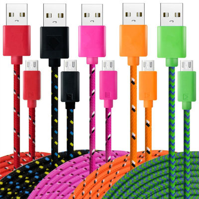 ไนลอนถักสาย Micro USB 1M2M3M Data Sync สายชาร์จ USB สำหรับ Samsung HTC LG Xiaomi สายศัพท์