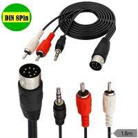 สายเคเบิ้ลแปลง DIN8Pin Male Pin din 8P to/3.5 มม. +2RCA Lotus Male รับสัญญาณเสียง วิดีโอ ซับวูฟเฟอร์