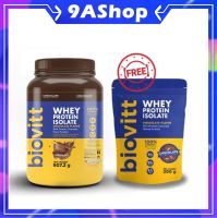 ?1 Free 1 ?biovitt Whey Protein Isolate เวย์โปรตีน ไอโซเลท  2 ปอนด์ ฟรี แบบซองขนาด 200 - 224 กรัม เสริมกล้ามคมชัด อร่อย เข้มข้น โปรตีน 33 - 34 กรัม