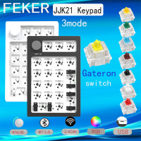 FEKER JJK21 3โหมดแป้นพิมพ์สวิตช์3PIN Gateron แป้นพิมพ์ตัวเลข USB คีย์บอร์ดแบบกลไกขนาดเล็ก/บลูทูธ/แสง RGB 2.4Ghz