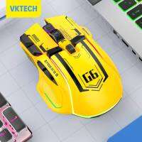 Vktech เม้าส์ไฟ RGB รองรับบลูทูธ2.4ก.,4ลูกกลิ้งด้านข้างเมาส์สำหรับเล่นเกมส์อาชีพ500มิลลิแอมป์เมาส์กลรองรับสำหรับแล็ปท็อปเดสก์ท็อป Win/ios/Android