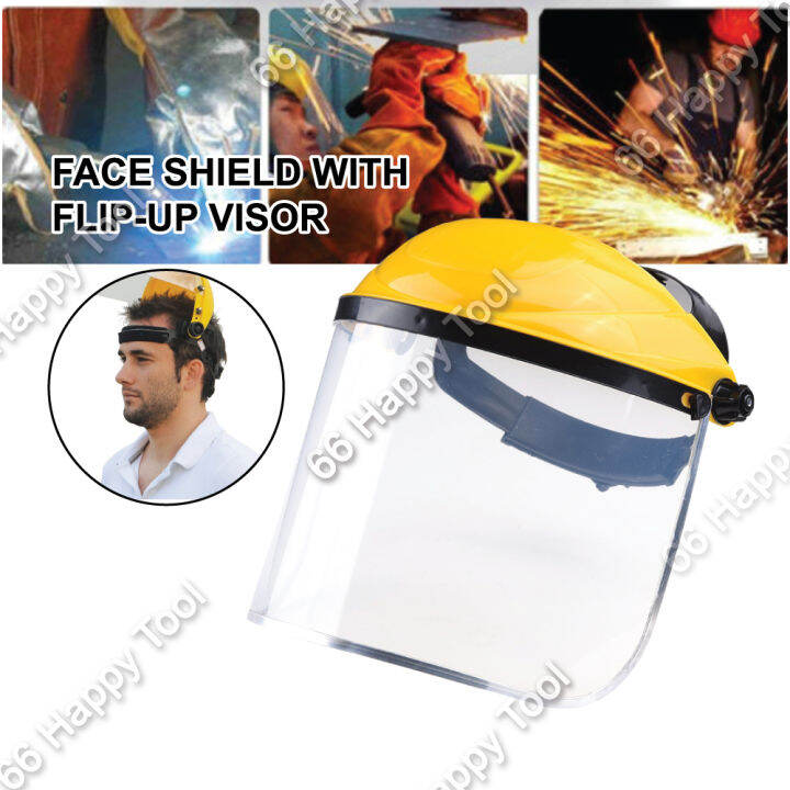 Adjustable Face Shield with FlipUp Visor Protective Clear Industrial