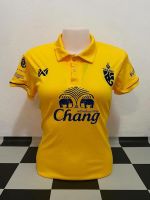 เสื้อบอลไทยหญิง เสื้อกีฬาผู้หญิง สีเหลือง ฟรีไซส์ อก32-36