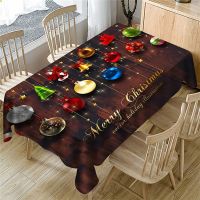 Merry Christmas Waterproof Polyester Washable Anti stain Tablecloths Table Cloth for Dinning Table Coffee Outdoor Picnic Mat