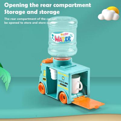 Mini Car Bus Water Dispenser Plastic Smiling Face Sliding Toy Fountain Drinking House Dispenser Play Water Small J0Q1