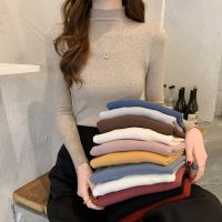 original Uniqlo NEW Half-turtleneck sweater for women in autumn and winter 2023 new slim long-sleeved inner layered shirt stylish and versatile sweater top
