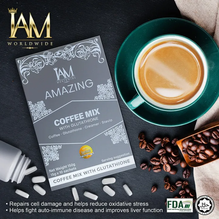 💚 HS Store l 1 Box (10 Sachets) IAM Amazing Coffee Mix with Glutathione
