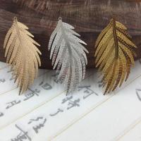 10 PCS 64x33mm Fashion Metal Copper Filigree Etched Lifelike Feather Pendant For Jewelry Making