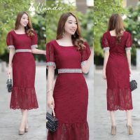 dee-ya shop เสื้อผ้าผู้หญิง Dressออกงาน สีแดง พร้อมส่ง