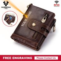 Free Engraving 100% Genuine Leather Men Wallets Coin Purse Small Mini Card Holder Chain PORTFOLIO Portomonee Male Walet Pocket