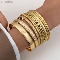 【HOT】۩❍❃ 10 Pieces Metal Bangles Set Heavy Punk New Styles Hiphop Textured Fashion Jewelry Classic Gifts 2023353