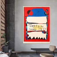 ภาพสีน้ำมันบนผ้าใบที่มี ดินแดนแห่งการจัดแสดงไฟที่ยอดเยี่ยม ของ Joan Miro โปสเตอร์ความงามเหนือความสมจริงฉากหลังที่เหมาะสำหรับการตกแต่งห้องในบ้าน
