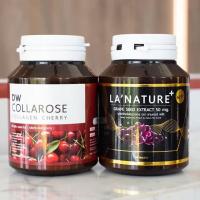 Lanature plus Grape Seed Extract 50 mg ลาเนเจอร์ (30 เม็ด / กระปุก)+ DW Collarose Collagen Cherry 30 ml. ดีดับบลิว คอลลาโรส ( 60 แคปซูล/กระปุก ) รวม 2 สูตร