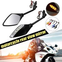 2pcs x 10mm Universal Motorcycle Rearview Mirrors Side Wind Mirror LED Indicator Light Turn Signal Scooter Rear View Mirrors