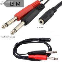 卍  3.5mm Female Plug to 2×6.35mm TRS Mono Male Jack Audio Socket Adapter Cable Y Splitter Cable