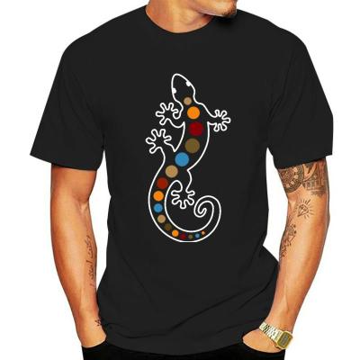 Australian Gecko Art Geometric Pattern T Shirt Mens Faddish Street Tshirt Funny Gekkonidae Reptilian Animal Black Tops Tees
