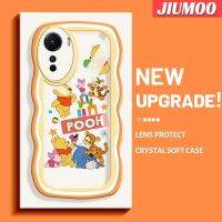 JIUMOO เคสสำหรับ Vivo Y35 Y16 5G Y56 5G เคสการ์ตูนรูปสัตว์มีความสุขลายคลื่นขอบซิลิโคนของเหลวแบบดั้งเดิมเคสคลุมทั้งหมดตัวปกป้องกล้องถ่ายรูปเลนส์เคสฝาหลังกรอบนุ่ม