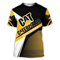 ❣◐ Codชิป Summer Caterpillar T-Shirt CAT Excavator 3D Print Street Wear Men S Sports Fashion Super Round Neck T-Shirt จัดส