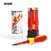 SKIUNT Insulated Screwdriver Set 7Pcs Slotted Torx Magnetic Screwdriver Bits Double End Screw Bit Set For Electrican Hand Tools