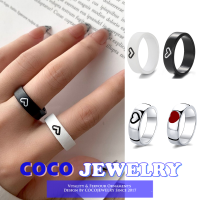 COCOJEWELRY แฟชั่นเกาหลีสร้างสรรค์แหวนสีดำและสีขาวคู่สองชิ้นความรักที่เรียบง่ายการออกแบบแนวโน้มอุปกรณ์เสริม