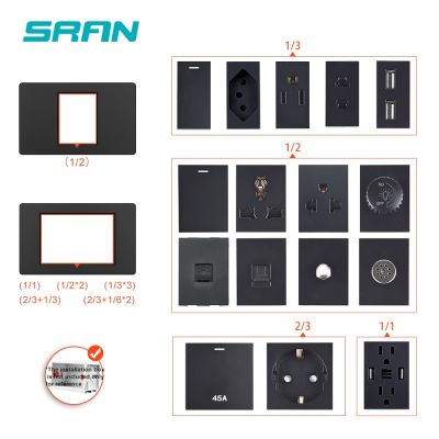 Brazilian/Italian/US/EU Standard PC panel and Function Key free Combination DIY Black Switch Socket Global 118mm*72mm SRAN K1