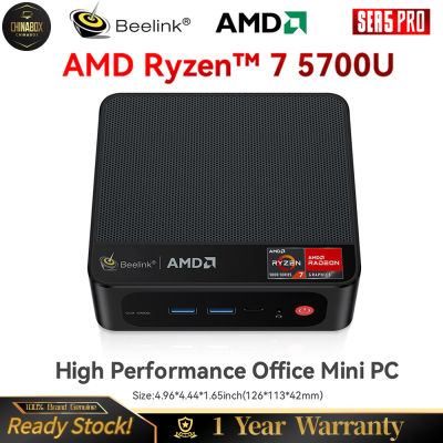 Beelink SER5 AMD Ryzen 7 5700U หน้าต่างพีซีขนาดเล็ก11 2X DDR4 Pcle3.0 SSD ได้ถึง2TB พัดลมคู่ BT5.2 WiFi6เล่นเกมออฟฟิศเดสก์ท็อปมินิพีซี VS Beelink 5800H