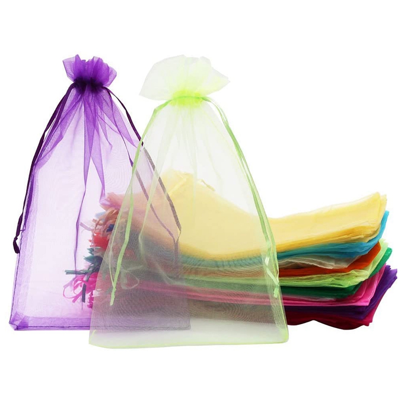 100 Organza Bags Jewellery Pouches Wedding Favour Party Mesh Drawstring Gift WX 