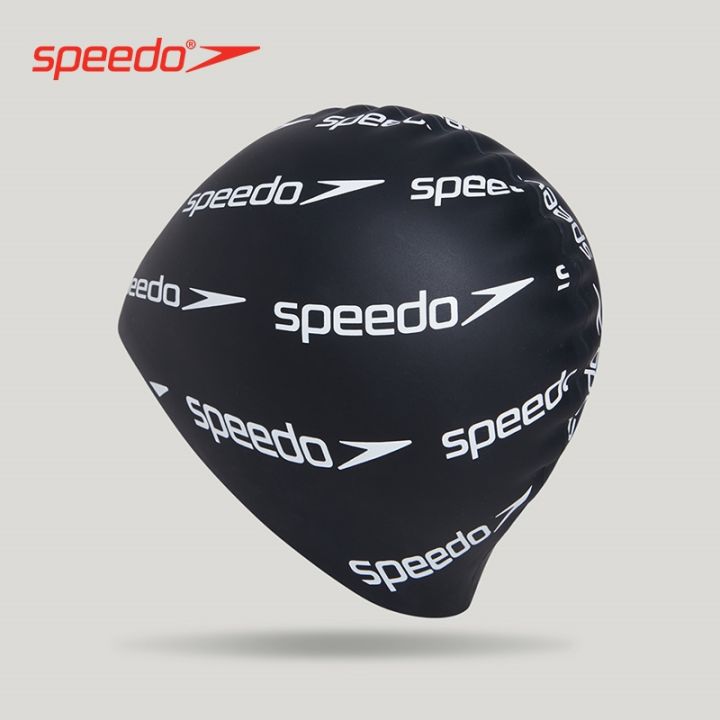 หมวกว่ายน้ำซิลิโคนกันน้ำพิมพ์ลายตัวอักษรหมวกว่ายน้ำโลโก้ชุด-speedo-noise