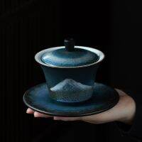 LUWU ceramic gaiwan handpainted mountain porcelain tureen 140ml