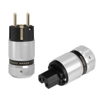 Hi-End Gold Plated Schuko Power plug IEC Connector for DIY Mains power cableWires Leads Adapters