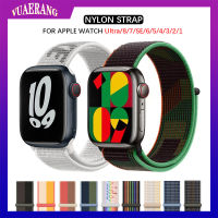 VUAERANG สายผ้าไนลอนสำหรับ I Watch Series 8/7 41/45มม. สำหรับ Apple Watch 6 SE 5 4 3 2 1 40มม./44มม. 38มม./42มม. สายนาฬิกาอัจฉริยะแบบห่วงสำหรับ Apple อุปกรณ์เสริมพิเศษ49มม.