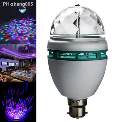 Disco light bulb 3W AC85-265V RGB LED Crystal Spotlight Automatic Rotating Lamp Stage Light B22 Bulb for DJ Disco Bar KTV Club