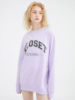 Kloset (KK22-T004)  Old School Sweatshirt  เสื้อสเวตเตอร์ เสื้อมียางยืดปลายแขน เสื้อKLOSET เสื้อผู้หญิง