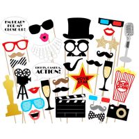 33-piece Photo Props for Birthday Party Celebration of Hollywood Academy Award Oscar Funny Modeling Star photobooth TV Remote Controllers