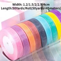 1.2-4cm (45meters/roll) Satin Edge Ribbon Organza Ribbon for Bow Wedding Christmas Party Decoration Handmade DIY Wrapping Crafts Gift Wrapping  Bags