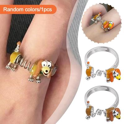 Cute Spring Dog Bead Ring Random Color Cartoon Ring Female Ring Accessories Adjustable Fashion F0O6