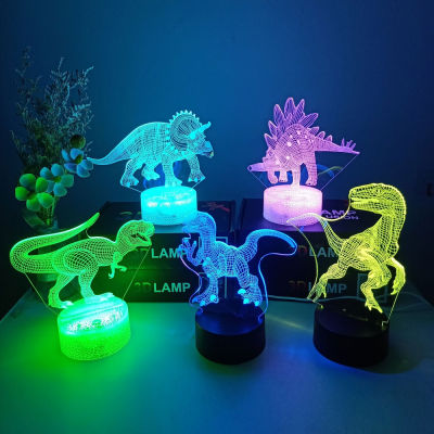 3D Night Light Dinosaur Desk Lamp 716Color Touch Remote Control Cartoon Table Lamps Home Decor For kid Birthday Christmas Gift