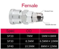 1PCS Air Pneumatic 5x8mm 6.5x10mm 8x12mm Hose Barb SP 20 SP 30 SP 40 Male connector Quick Coupling Adapter Pipe Fittings