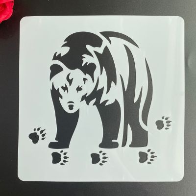 DIY แม่พิมพ์รูปแมนดาลารูปหมีขนาด20*20ซม. สำหรับภาพวาด Stencils การ์ดกระดาษลายนูนอัลบั้มรูปลายนูนอุปกรณ์สำหรับตัดสมุดภาพติดผนังผ้า (เทมเพลต)