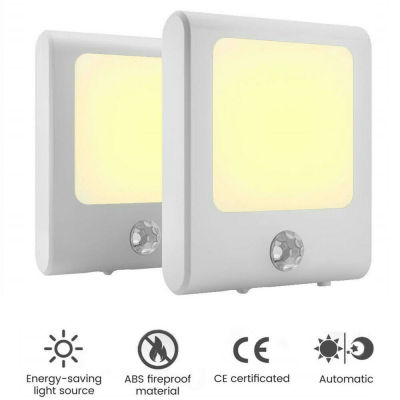 2Pack LED Night Light Socket Motion Detector Wall Lamp Sensor Socket Light Brightness Adjustable For Home Bedroom Lighting Decor