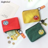 ✽ Canvas Printed Coin Purses Zipper Sweet Cute Students Card Holders Money Storage Bag Small Wallet Korean Style Ins Casual Pouch