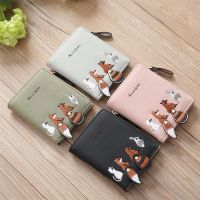 【Lanse store】Cute Animal Print Lady Women Short Wallet PU Leather Small Coin Purse Cartoon Wallets Pouch For Girls Female Portefeuille Femme